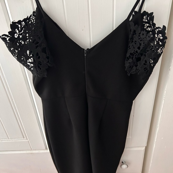 Charlotte Russe Black Lace Detail Dress with Straps and Back Slit, EXCELLENT UC - Picture 2 of 11